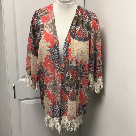 Daniel Rainn Women’s Open Front Fringe Boho Kimono Top, size XS/S - Picture 10 of 15